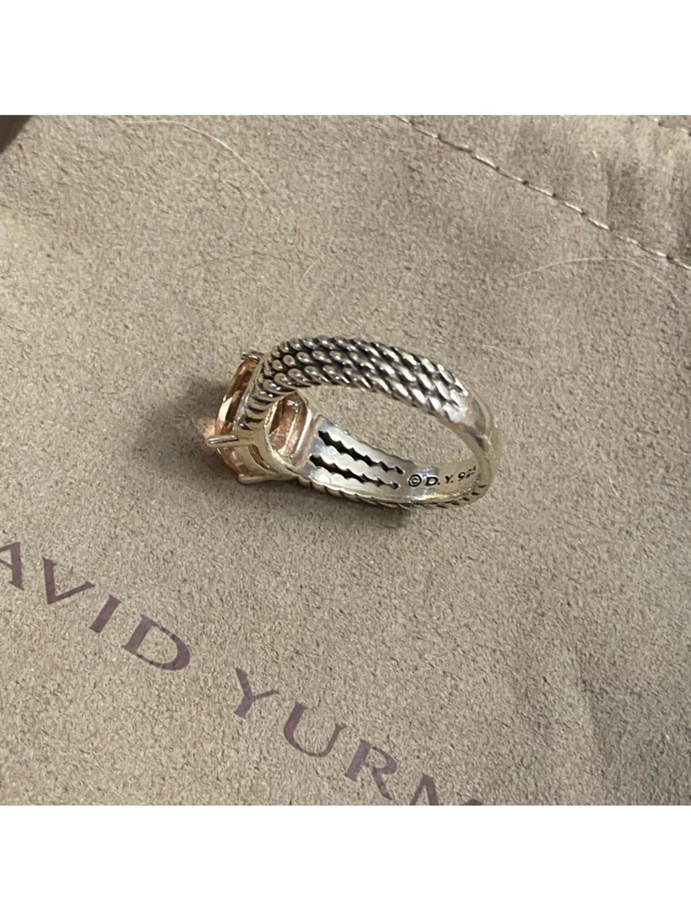David Yurman Morganite and diamond petite Wheaton ring size 8.5 - Picture 7 of 11